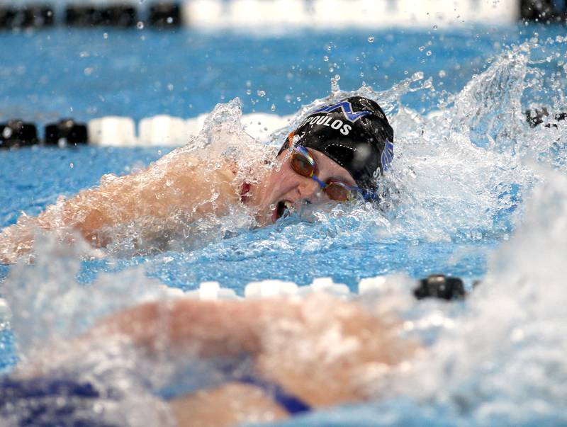 St. Charles North’s Tessalina Stavropoulos competes in the 100-yard freestyle during the IHSA Girls State Championships preliminaries at the FMC Natatorium in Westmont on Friday, Nov. 11, 2022.