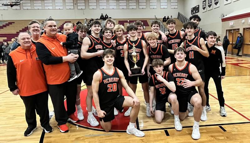 McHenry celebrates winning its first Fox Valley Conference championship in program history Friday night in Huntley.