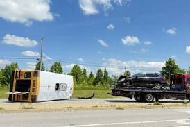 Three hospitalized in rollover Kaneland school bus crash in Sugar Grove