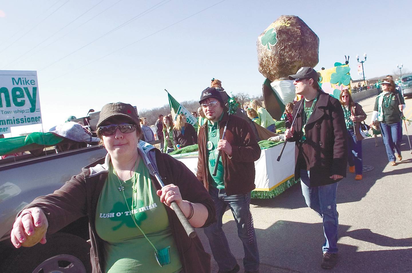 2009 File: The Lahey clan marches across the Veterans Memorial Bridge in Dixon during the annual St. Patrick's Day Parade.