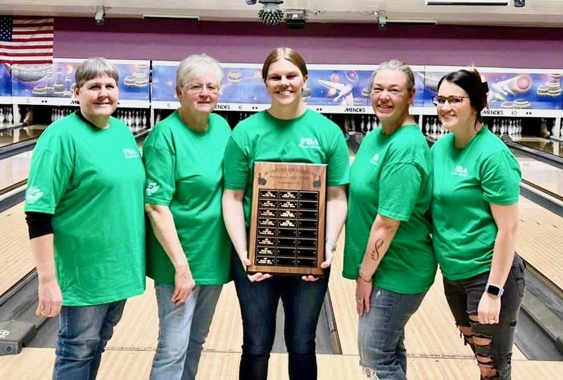 Katie Gerrard led the 2025 Princeton Women's Masters Bowling Tournament from start to finish. Top 5 bowlers were Sherry Allen (from left)  fifth, Anna Flaig third, Gerard, Shannon Allen second and Danielle Hoopes fourth.