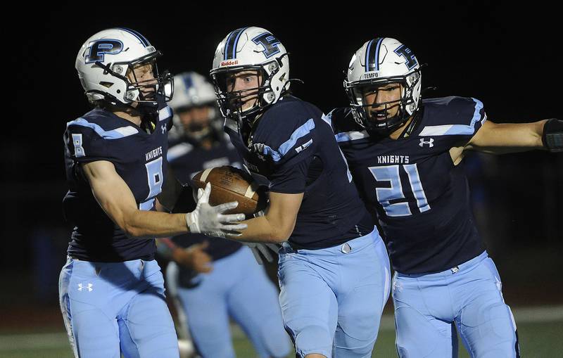 Prospect's Charlie Carroll recovered a fumble in the second quarter but the excitement was short lived as Prospect turned it back over to Buffalo Grove on the very next play during football action at Prospect on Friday.