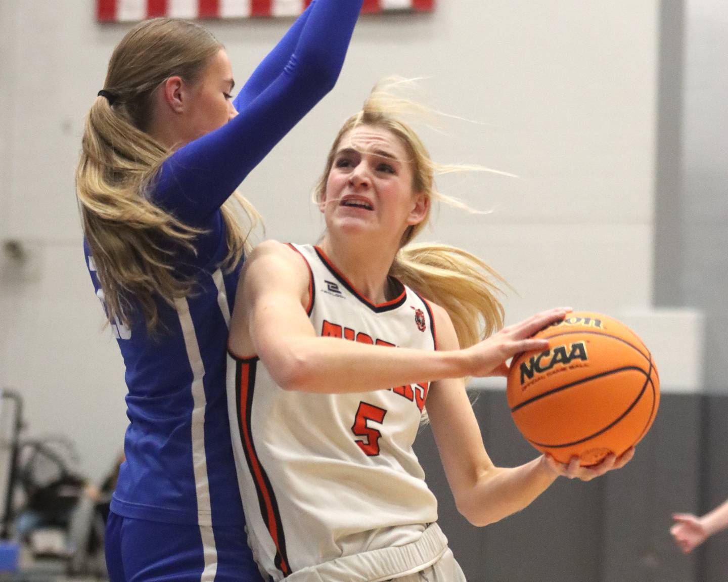 Crystal Lake Central’s Ruby Macke works under the hoop in IHSA Class 3A Regional Title Game girls basketball action on Thursday, Feb. 20, 2025, at  Central High School in Burlington.