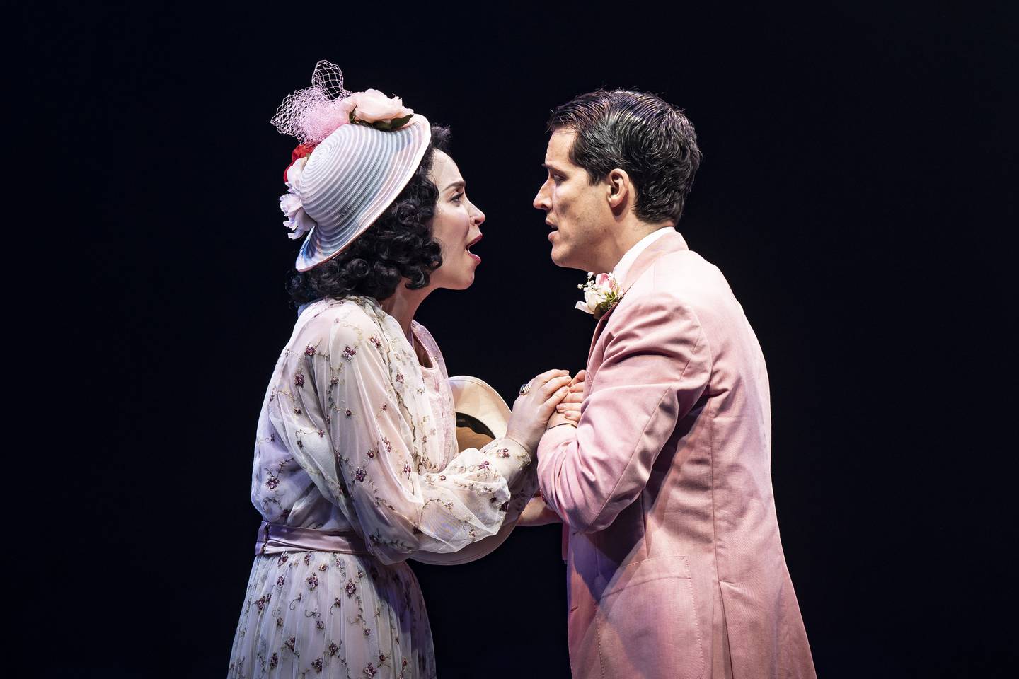 Alexandra Silber as Marian (from left) and KJ Hippensteel as Harold Hill in "The Music Man" at Marriott Theatre in Lincolnshire in 2024.