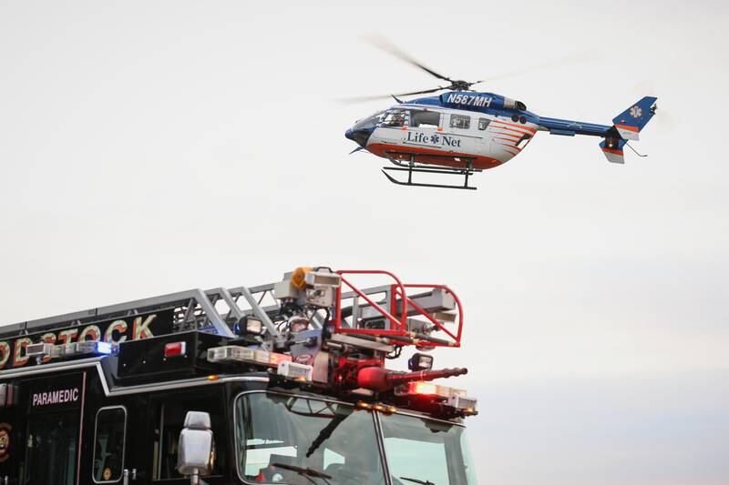 The Woodstock Fire/Rescue District responded Tuesday, March 21, 2023, to the 4900 block of North Route 47 for a reported rollover crash. The male driver was airlifted to Advocate Condell Medical Center in Libertyville with serious, life-threatening injuries