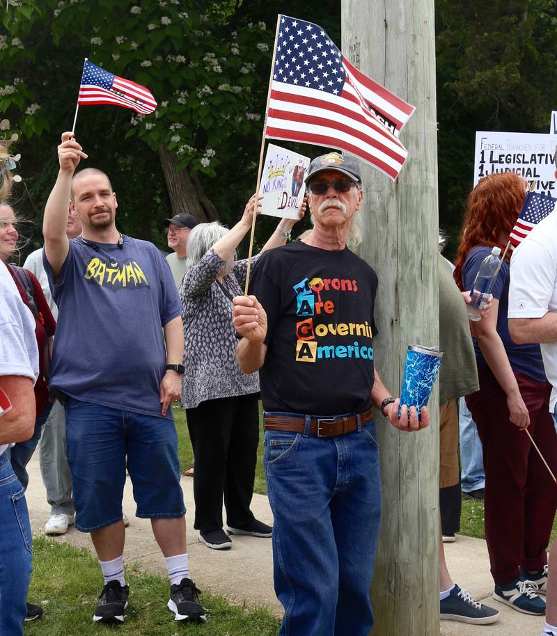 There were many people, signs and American Flags at the No Kings Protest in Yorkville on Saturday, June 14, 2025.