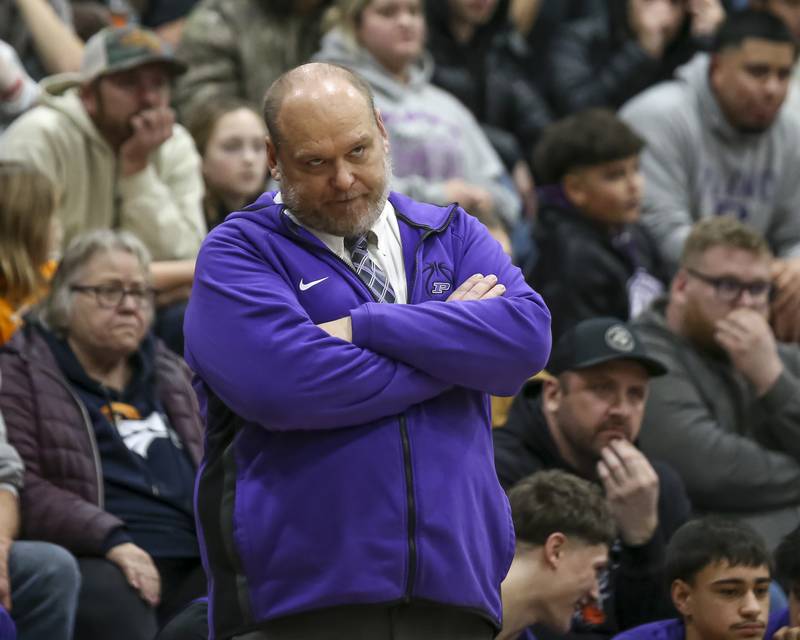 Plano's head coach Kyle Kee looks on during their Plano Christmas Classic semi-final basketball game between Yorkville Christian at Plano Monday, Dec 29, 2025 in Plano.