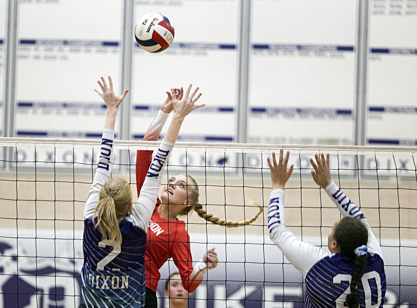 Oregon’s Skylar Bishop goes up for a shot against Dixon Tuesday, Sept. 26, 2023 at Dixon High School.Tuesday, Sept. 26, 2023.