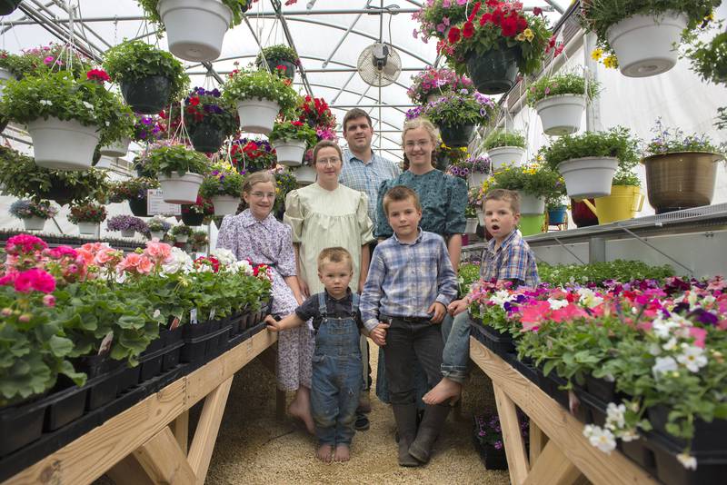 Tim and Kaylene Leinbach run the A Frame Family Greenhouse with the help of their children Stacy, 11, Starla, 9, Kyler, 6, Kelson, 5, and Jasper, 2.