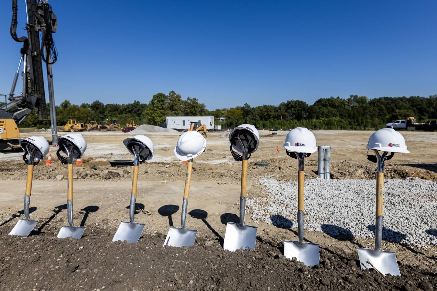 Shovels and hard hats await VOA Illinois’ groundbreaking ceremony for Hope Manor Village Joliet on Sept. 16, 2025.