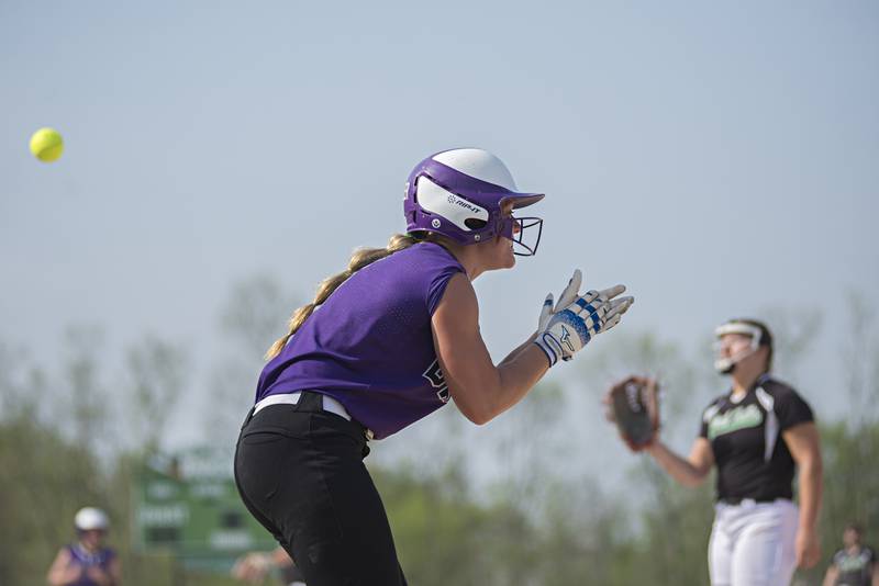 Dixon's Sam Tourtillott celebrates the first run of the game Tuesday, May 10, 2022 against Rock Falls.