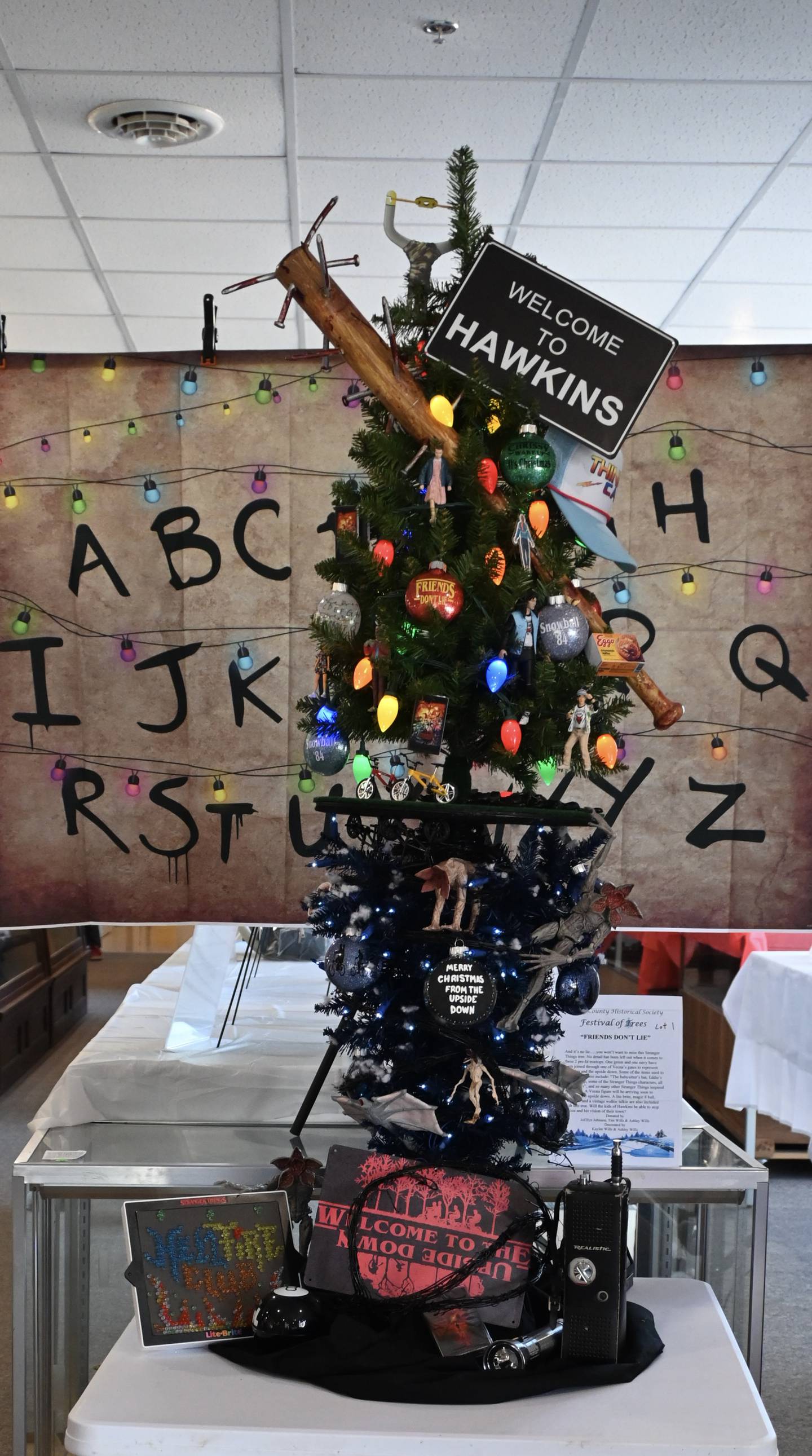 ‘Stranger Things’ Christmas tree donated by JoEllyn Johnson, Tim, and Ashley Wills and decorated by Kaylee and Wills to the Grundy County Historical Society for the Festival of Trees.