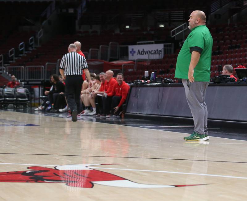 Seneca head boys basketball coach Russ Witte coaches his team during a game against Streator on Tuesday, Dec. 21, 2023 at the United Center in Chicago.