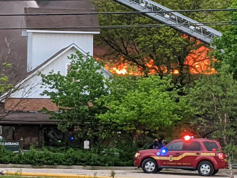 Fire departments are on the scene of a fire Saturday at the site of the former Pheasant Run in St. Charles.