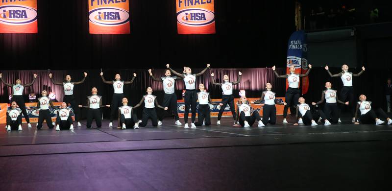 Members of the Lincoln-Way West dance team perform during the IHSA State Dance finals on Saturday, Feb. 1, 2025 at Grossingers Motor Arena in Bloomington.