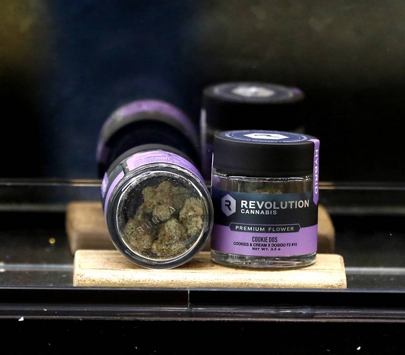 Products for sale at the Ivy Hall Crystal Lake, a social equity-licensed cannabis dispensary that recently opened at 501 Pingree Road in Crystal Lake, on Thursday, Feb. 2, 2023.