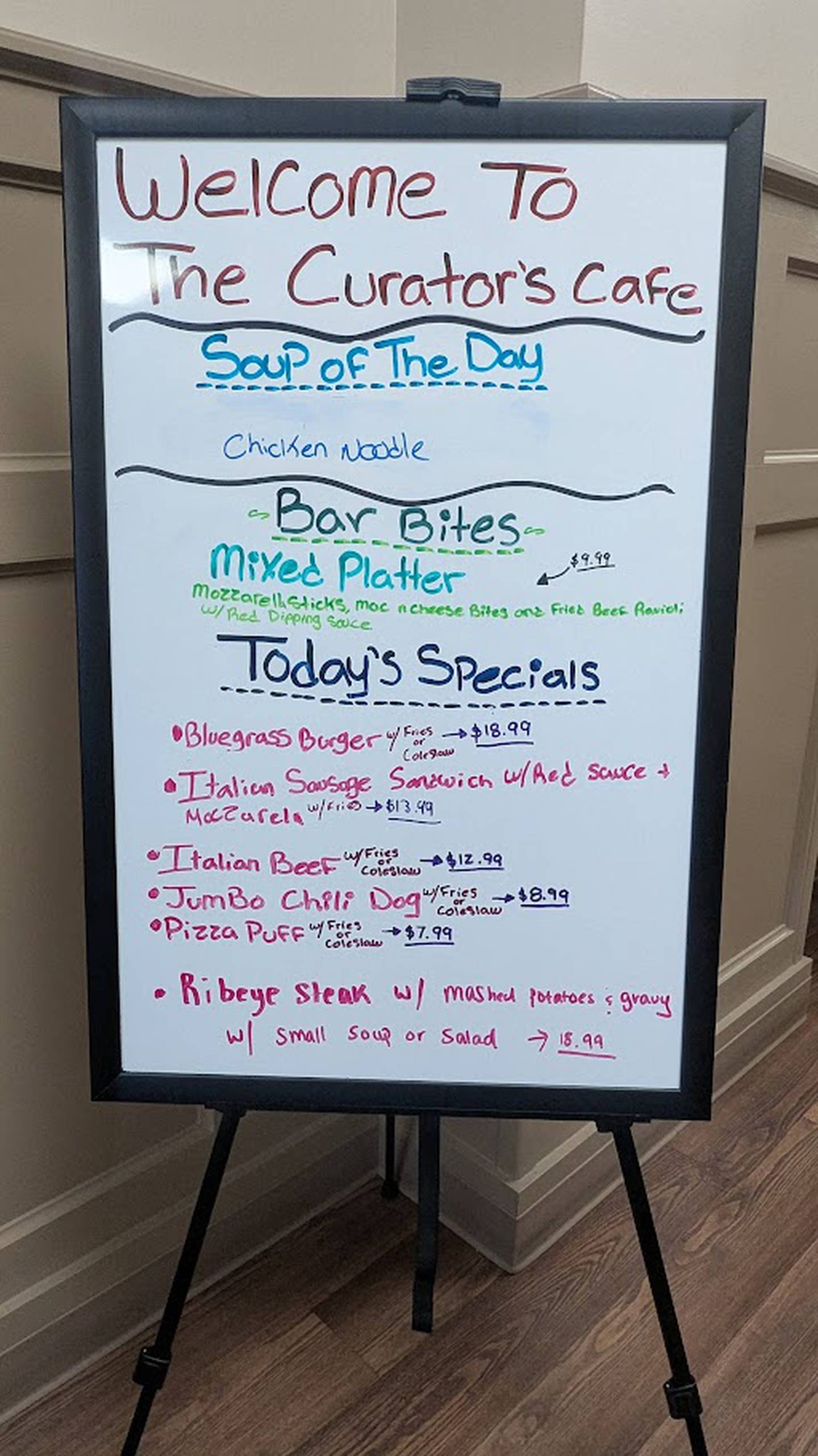 Tom Grotovsky, owner of The Curator’s Café inside the inside the American Legion Post 1080 in Joliet, offers a daily specials, which is seen on Wednesday, April 30, 2025, in Joliet.