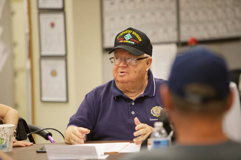 Vietnam Veteran Stanley Herzog talks at a meeting at the St. Charles Veterans Center on Thursday Sept. 21, 2023 in St. Charles.