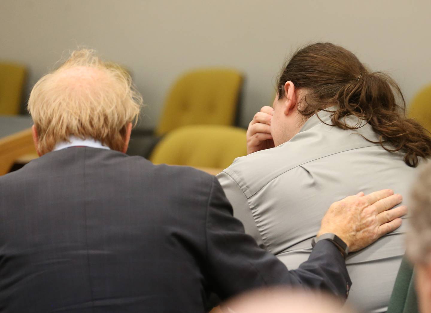 Attorney Dan Smith comforts Bradley French during the verdict of the Bow-and-Arrow Murder Trial on Thursday, Aug. 17, 2023 at the La Salle County Government Complex in Ottawa.
The jury has found French guilty of 2nd degree murder.