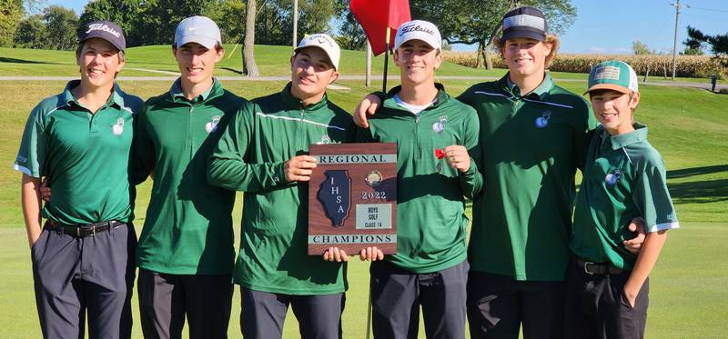 The St. Bede Bruins captured their own  1A regional championships Wednesday at Spring Creek Golf Course. Team members are Logan Potthoff, Ryan Slingsby, Jake Delaney, Brendan Pillion, Luke Tunnell and Abraham Wiesbrock.