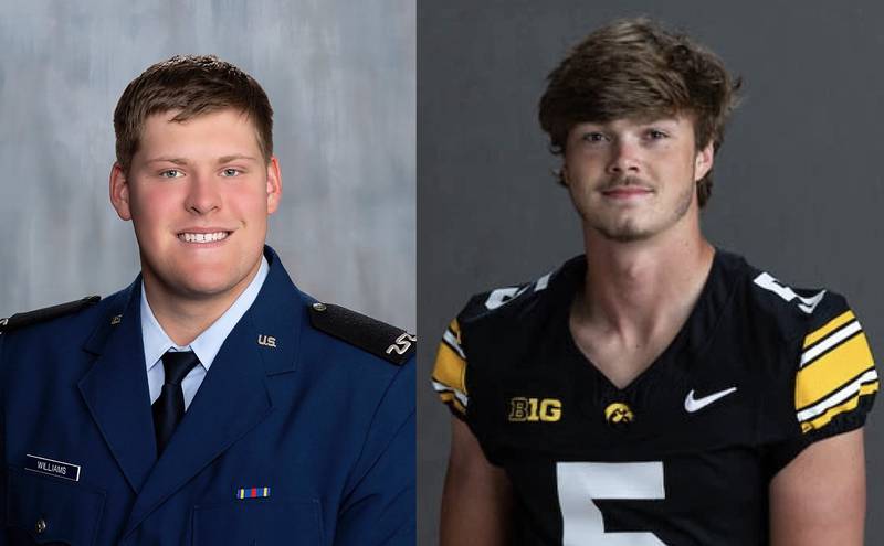 Princeton's Bennett Williams (left) and Teegan Davis are looking to play their way back to the field this fall for the Air Force Academy and University of Iowa football teams, respectively.