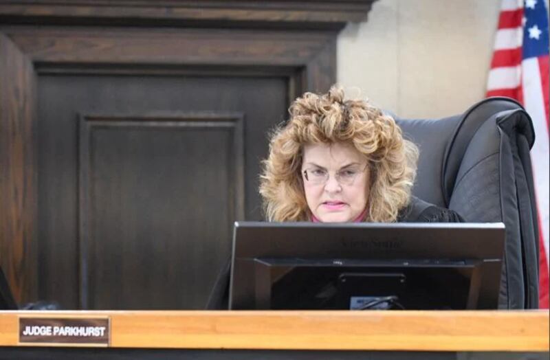 Kankakee County Circuit Judge Lindsay Parkhurst presides over the courtroom Tuesday during the hearing for the Concerned Citizens of Manteno's case against Gotion, the battery manufacturer opening in Manteno, at the Kankakee County Courthouse.