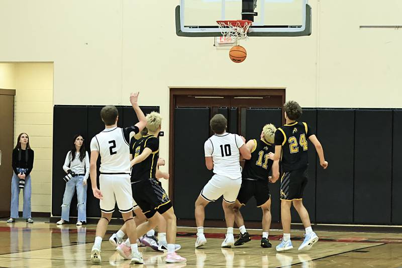 Erie-Prophetstown’s Connor Keegan adds one to the Panthers scoreboard with a free throw Friday, Nov. 28, 2025, in Prophetstown. The Panthers hosted the Riverdale Rams for game two of the inaugural Turkey Shootout Tournament. The Panthers won the first game against Bureau Valley on Tuesday, but fell 57-49 Friday to the Rams for game 2. They will play Rock Falls on Monday in Prophetstown for game 3.