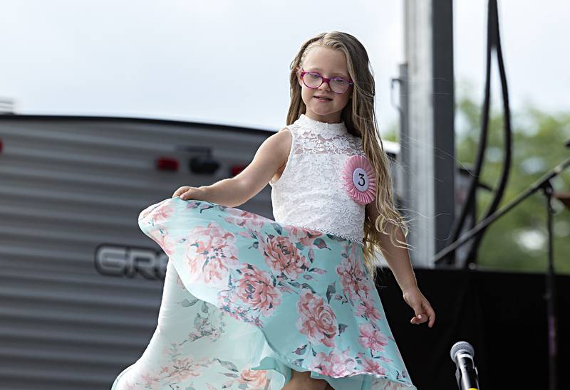 Aurora Vaughan takes the stage Wednesday August 2, 2023 during the Little Miss Ogle County pageant.