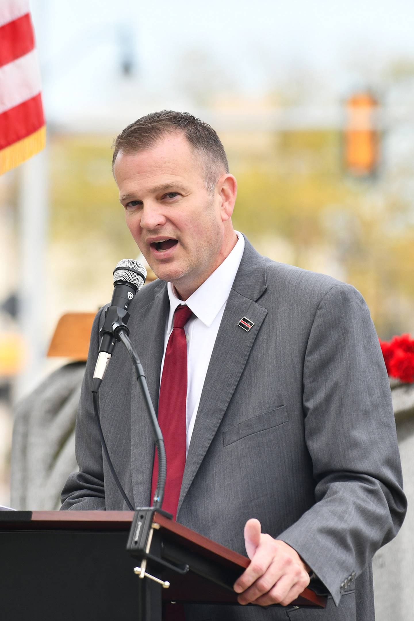 Kankakee County State's Attorney Jim Rowe speaks during an annual event at the Kankakee County Courthouse in 2024.