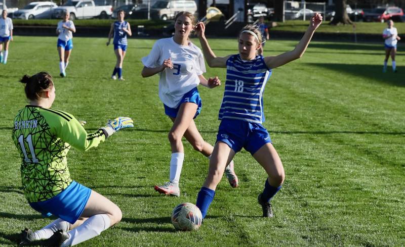 Princeton's Ruby Acker attacks the goal Monday at Bryant Field.