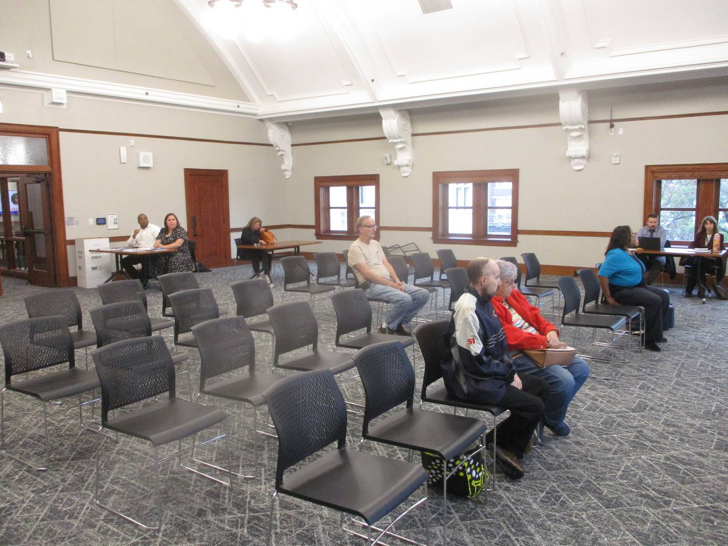 Few people showed up for a public hearing held by Pace at the Joliet Public Library Ottawa Street Branch on Friday. The hearing was on a proposed Pace budget that includes a 10% general hike in bus fares. Oct. 17, 2025