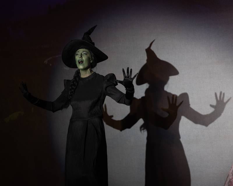 'Elphaba' (portrayed by Serena Rogers) sings during performance of "New Year, New Friends" on Saturday, December 27, 2025 at Stage 212 in LaSalle.