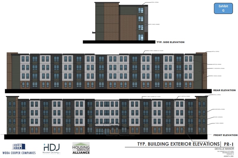 Concept plans for DeVille Manor, an affordable senior living facility approved in the Village of Oswego at 110 Fifth Street, just north of Wiesbrook Drive. Petitioner DeVille Manor LP was granted village approval unanimously at a Village Board meeting March 7 2023 at Village Hall.