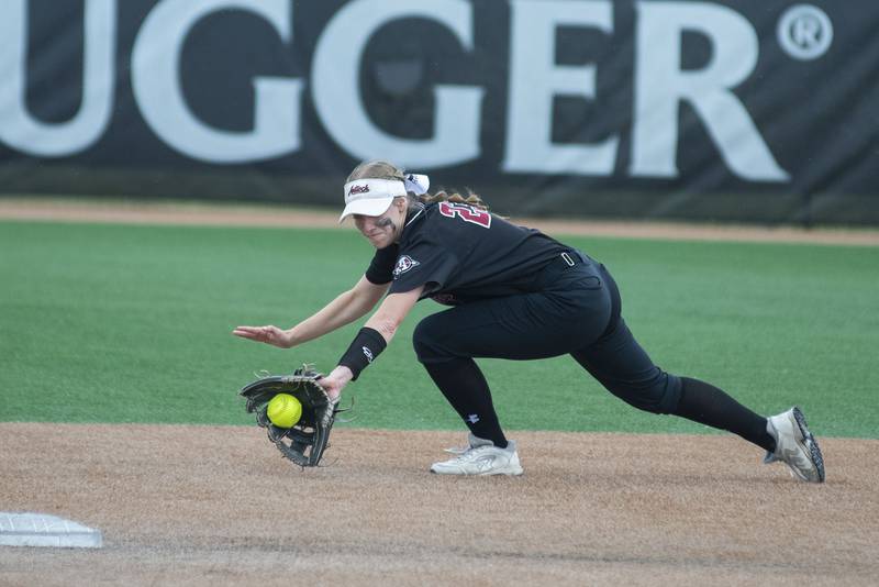 Antioch’s Emily Brecht makes a diving stop up the middle against Lemont Friday, June 10, 2022 in the class 3A IHSA state softball semifinal game.