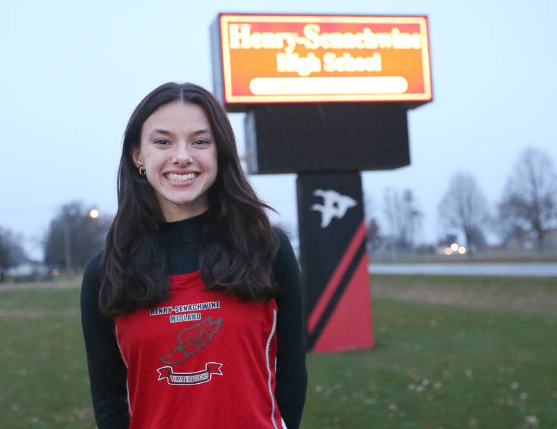 Henry's Danielle Bumber is the NewsTribune's 2023 girls cross country runner of the year on Monday, Nov. 20, 2023 at Henry-Senachwine High School.