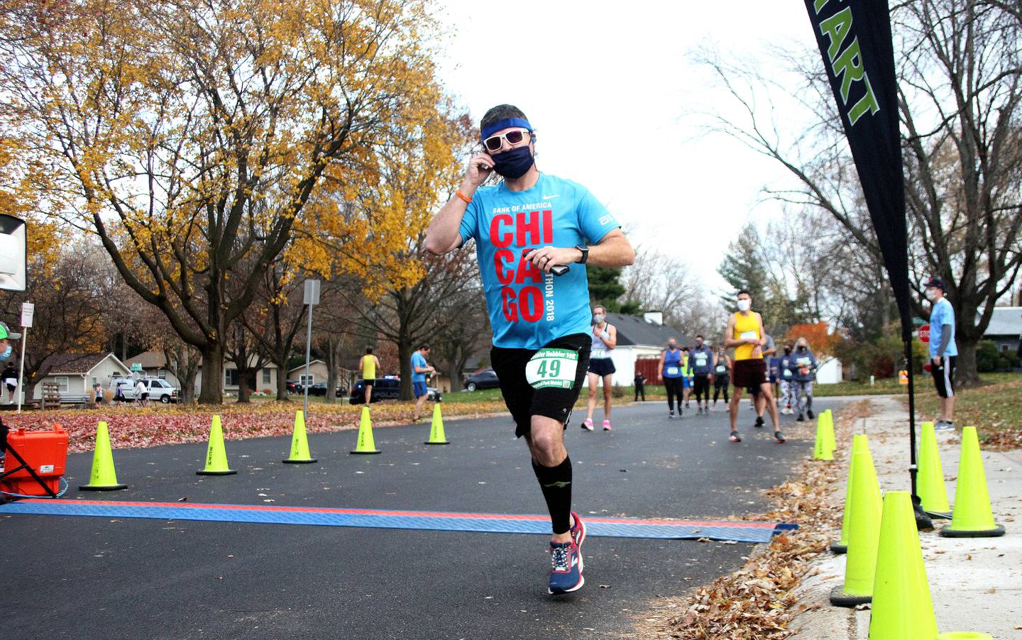 Runners participate in the Oswegoland Park District's 2020 Gobbler Hobbler 10K Sunday, Nov. 8.