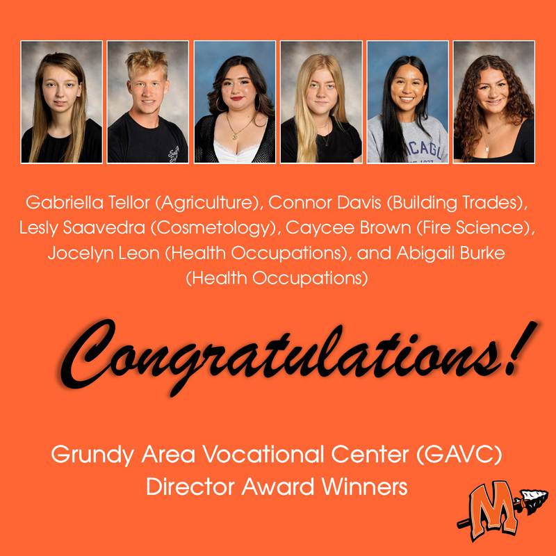 The Director Award winners for December 2024 from the Grundy Area Vocational Center.