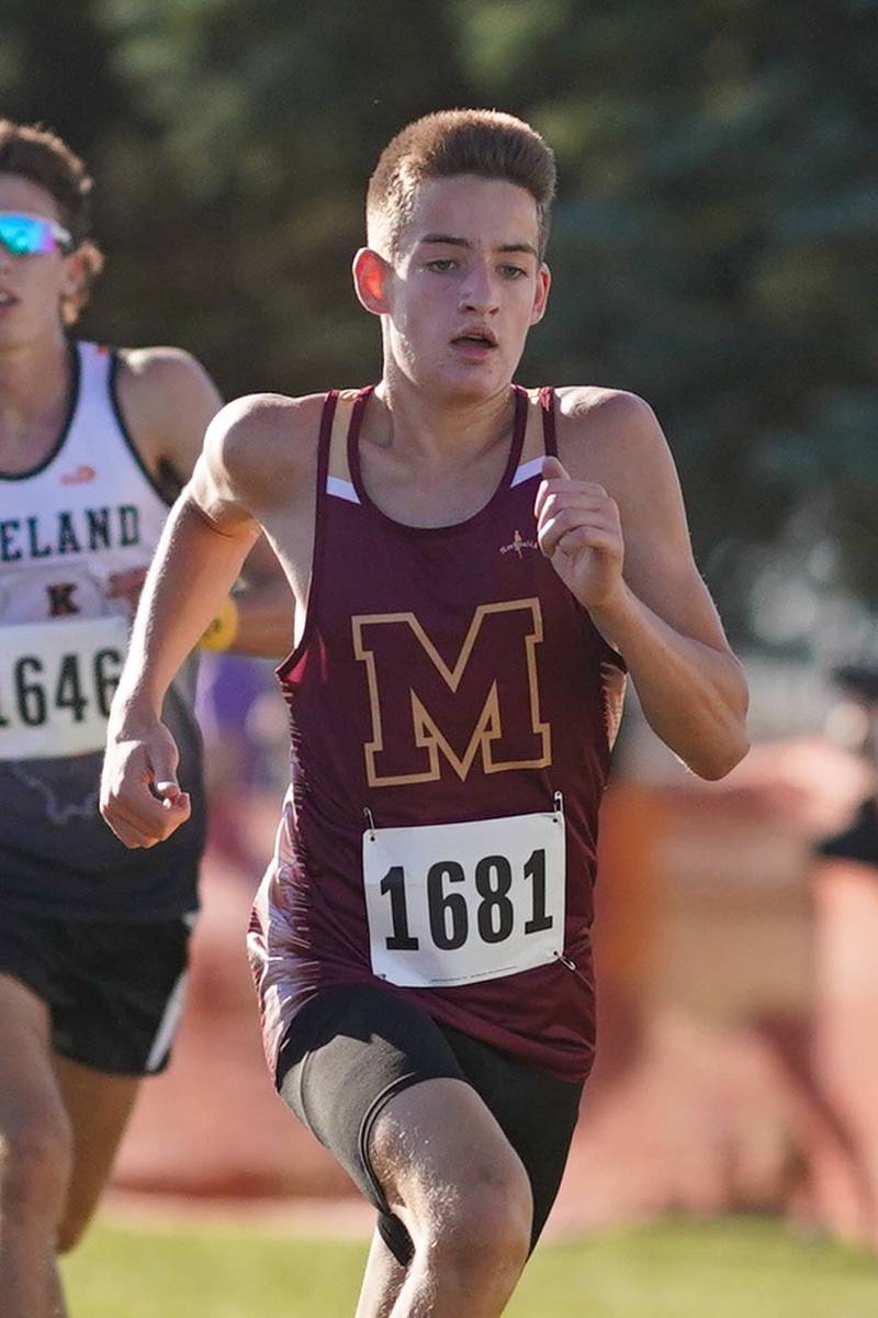 Morris’ Everett Swanson competes in the Eddington cross country invitational at Kaneland High School in Maple Park on Saturday, Sep 21, 2024.