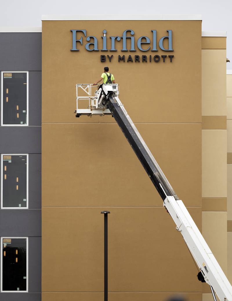 A hotel is nearing completion Thursday, Aug. 21, 2025, at the Gateway Project in Dixon. The project is a prime spot for development opportunities.