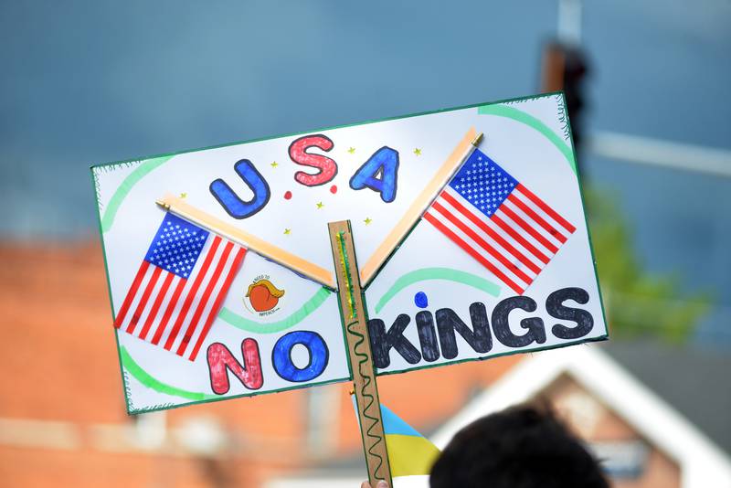 There was a variety of signs displayed during Indivisible of Ogle County's rally Saturday, Aug. 16, 2025, in Oregon. About 60 people gathered on one corner of the Ogle County Courthouse Square to protest policies and executive orders of President Donald Trump and his administration.