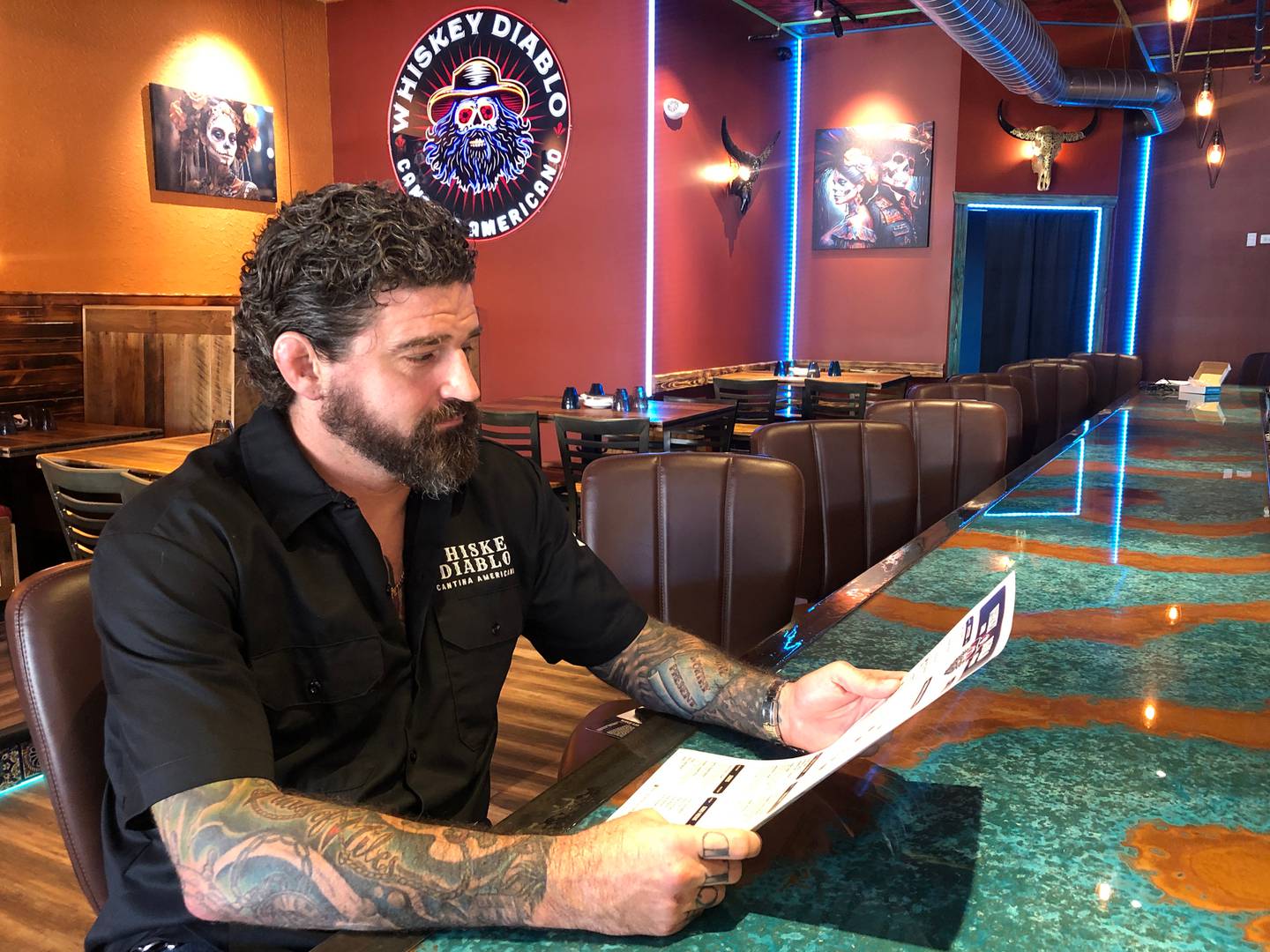 Dan Hart on Friday, Sept. 20, 2024, at his newest restaurant, Whiskey Diablo, 1325 Riverside Drive in McHenry. It is the seventh restaurant opened by Hart in McHenry and Kane counties.