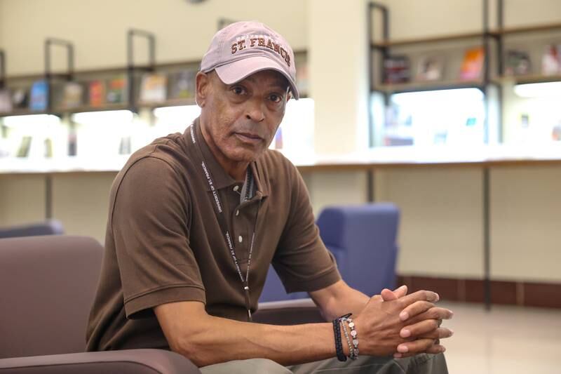 Steve Veasey poses for a photo at the St. Francis library on Tuesday, July 25 in Joliet.