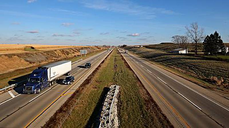 Vehicles travel down Interstate 88 in DeKalb in this undated file photo.