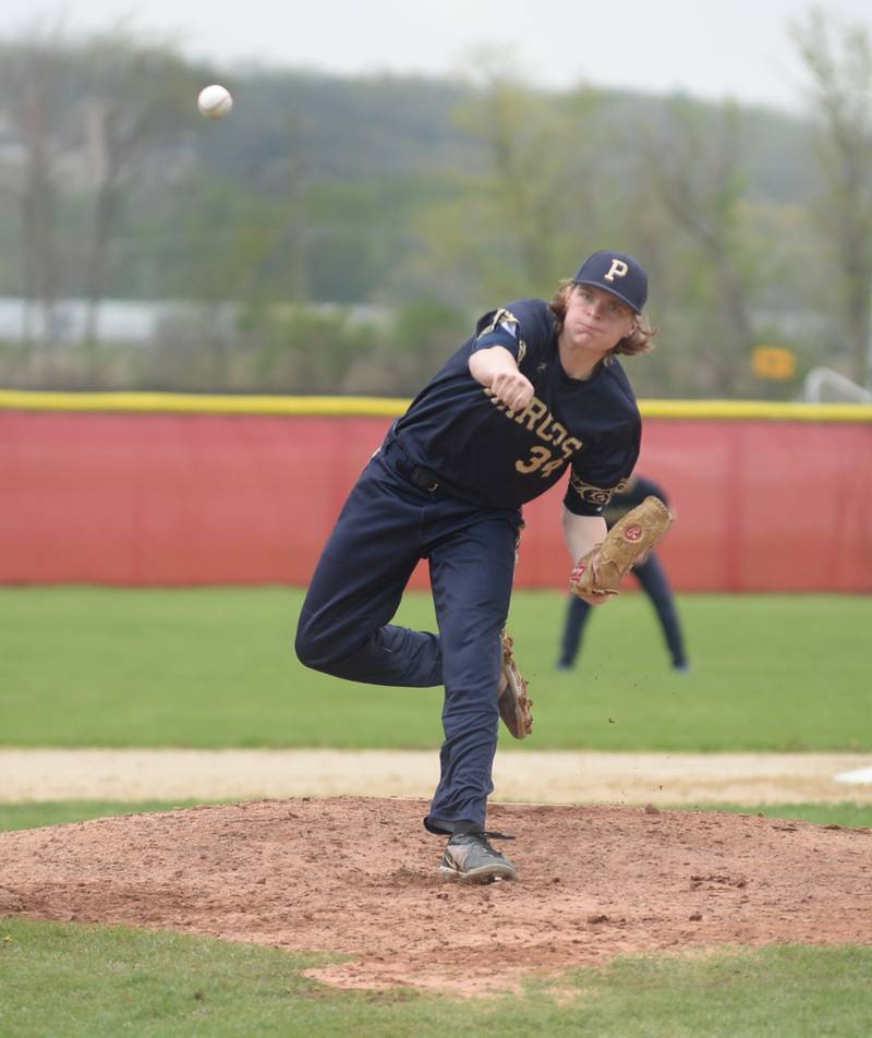 Polo's Scott Robertson pitches against Oregon on Saturday, April 27, 2024 at Hawk Field in Oregon.