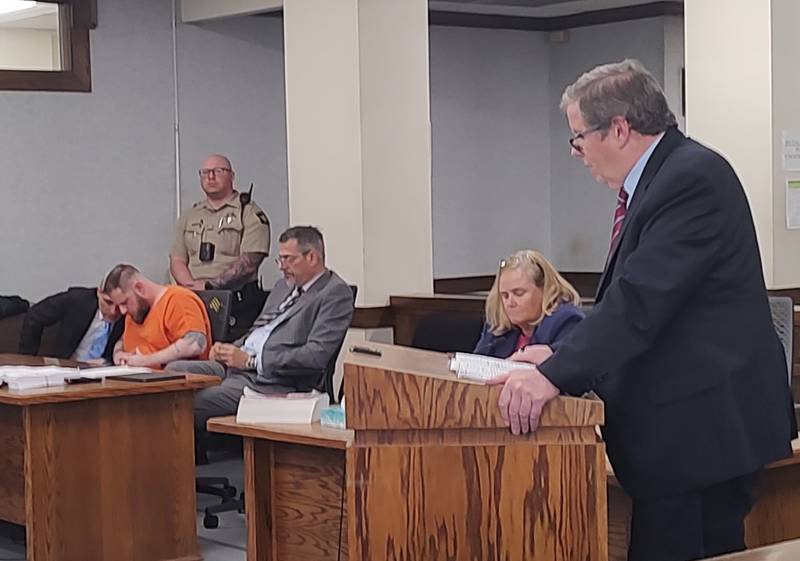 Kankakee County Assistant State's Attorney Daniel Reedy reads through the facts of the case during Anthony Gulley's plea agreement hearing Oct. 2, 2025 at the Kankakee County Courthouse.