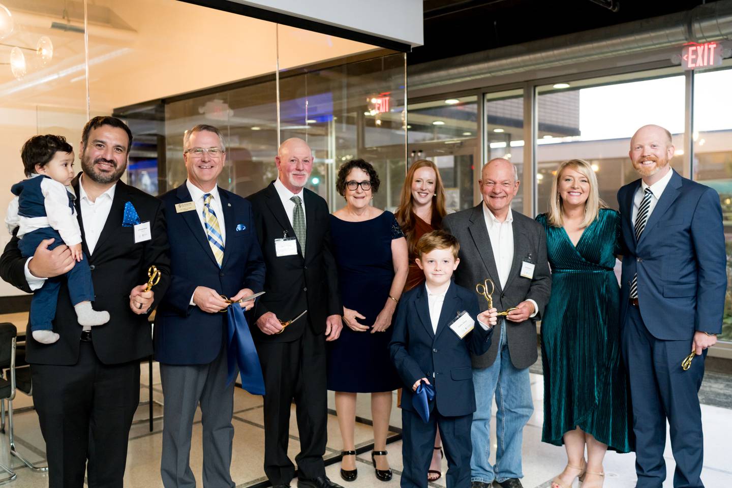 Officials from Judson University, Elgin and the Future Architect Fund celebrated a ribbon cutting Oct. 23, 2025 for the new Glunz Hall, a new live/work center for master of architecture students at 28 N. Grove Ave., Elgin. Participants are Alfredo Munoz (left), Gene Crume, James Glunz, Connie Glunz, Valerie Glunz, Walter Glunz
Elgin Mayor Dave Kaptain, Cherise Glunz
and Benjamin Glunz.