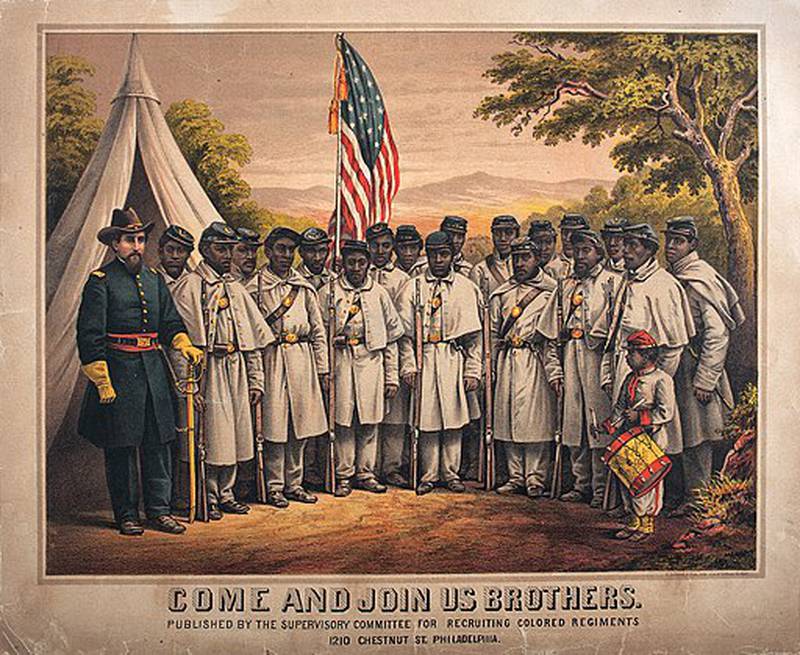 Jan. 1, 1865 poster for recruiting black troops to the Civil War.