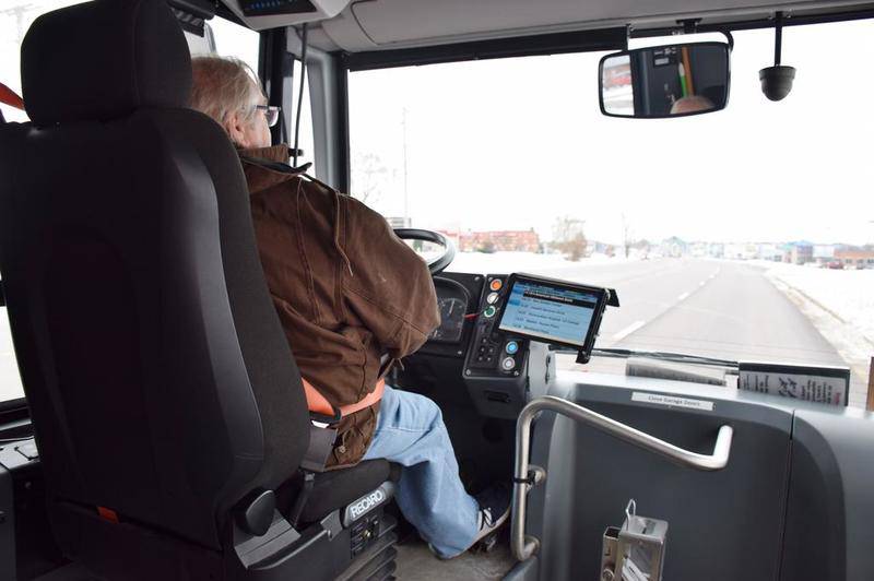 Shaw Local Nov. 2019 file photo – Terry Hollinfield drives a Route 21 bus in Sycamore on Thursday, Nov. 14.