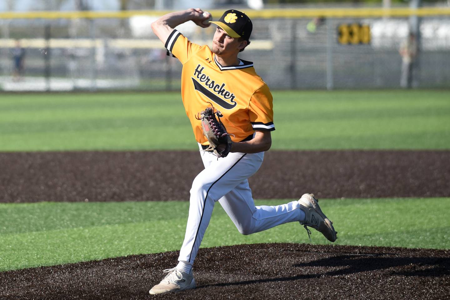 Herscher's Tanner Jones throws a pitch during a home game against Coal City Monday, April 20, 2026.