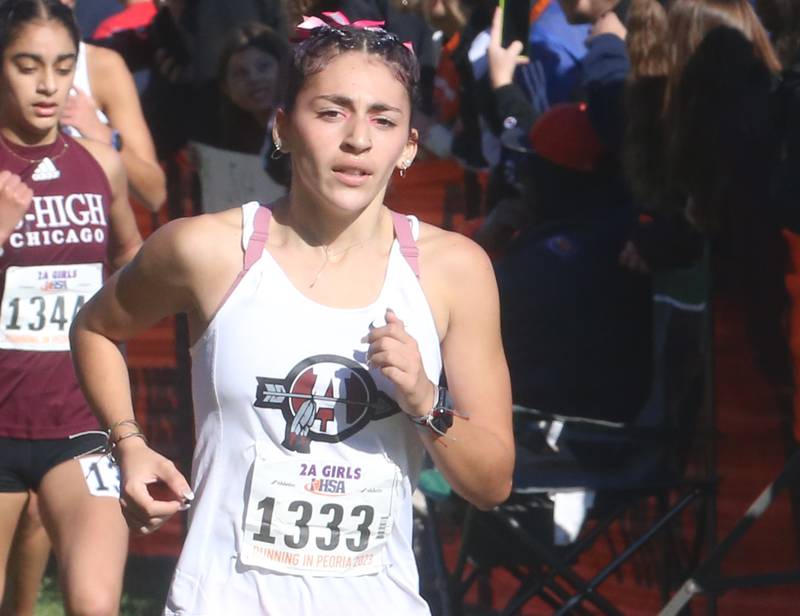 Antioch's Rosie Gonalez competes in the Class 2A State Cross Country race on Saturday, Nov. 4, 2023 at Detweiller Park in Peoria.